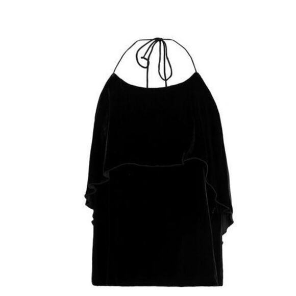 NWT Alice + Olivia Tiered Velvet Halter Top - Medium - Picture 4 of 10